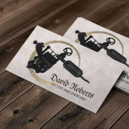 タトゥーピアスモダンショップ金ゴールドサークルタトゥーガン 名刺