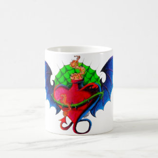 タトゥーフラッシュフラミングハートマグ コーヒーマグカップ