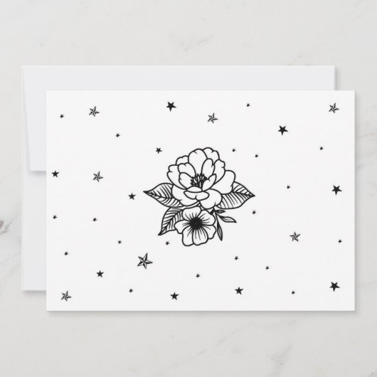 タトゥーブライダルシャワーパーティー白黒ハート 招待状 (裏面)