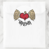 タトゥーママ翼でハートを冠 ラウンドシール (バッグ)