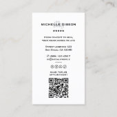 タトゥーミニマルトイスト白タトゥーアーティストグリッドモダン 名刺 (裏面)