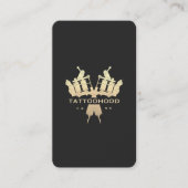 タトゥーモダンアエレガントアーティストブラック金ゴールドモノグラム 名刺 (正面)