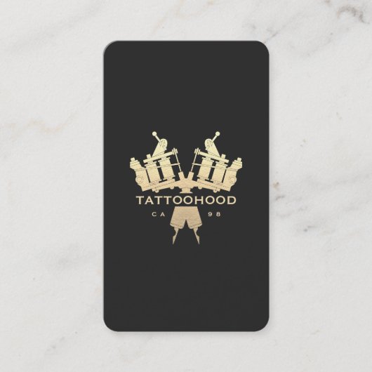 タトゥーモダンアエレガントアーティストブラック金ゴールドモノグラム 名刺 (正面)