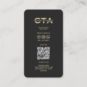 タトゥーモダンアエレガントアーティストブラック金ゴールドモノグラム 名刺 (裏面)