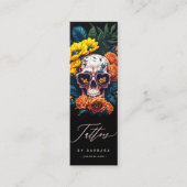 タトゥーモダンアーティストスカルひまわりオレンジバラ スキニー名刺 (正面)