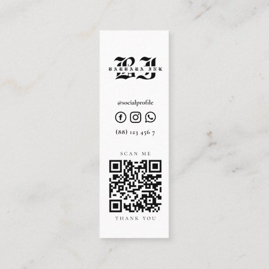 タトゥーモダンアーティストスカルバラブラック スキニー名刺 (裏面)