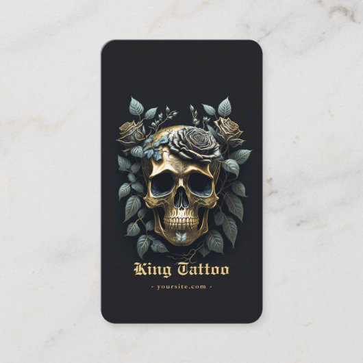 タトゥーモダンアーティストスカルブラック金ゴールドモノグラム 名刺 (正面)