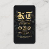 タトゥーモダンアーティストスカルブラック金ゴールドモノグラム 名刺 (裏面)