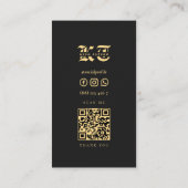 タトゥーモダンアーティストスカルモノグラムブラック金ゴールド 名刺 (裏面)