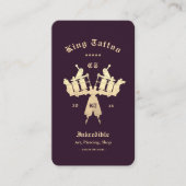 タトゥーモダンアーティストモノグラムダークパープル金ゴールド 名刺 (正面)