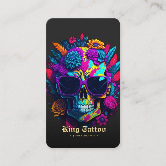 タトゥーモダンアーティストモノグラムブラック金ゴールド 名刺 (正面)