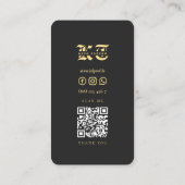 タトゥーモダンアーティストモノグラムブラック金ゴールド 名刺 (裏面)