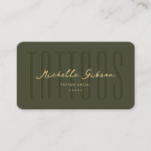 タトゥーモダンアーティストモノグラムTattoos Army Green 名刺 (正面)