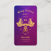 タトゥーモダンアーティストレトロブルーパープル金ゴールド 名刺 (正面)