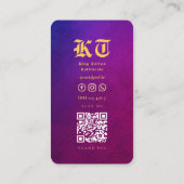 タトゥーモダンアーティストレトロブルーパープル金ゴールド 名刺 (裏面)