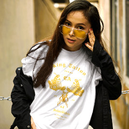 タトゥーモダンアーティスト州名前をカスタムするホワイト金ゴールド Tシャツ