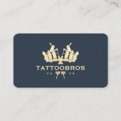 タトゥーモダンアーティスト金ゴールドプロフェッショナルダークブルー 名刺 (正面)