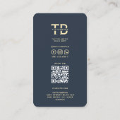 タトゥーモダンアーティスト金ゴールドプロフェッショナルダークブルー 名刺 (裏面)