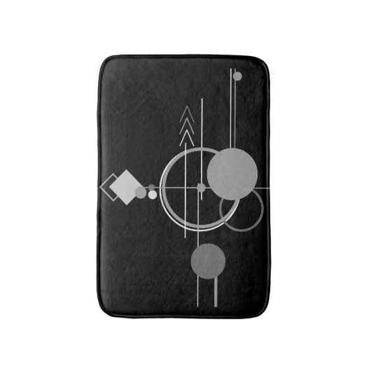 タトゥーモダンアールデコ |ブラックとグレーのミニマリズム バスマット (正面縦)