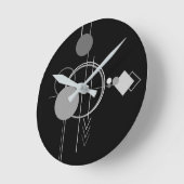 タトゥーモダンアールデコ |ブラックとグレーのミニマリズム ラウンド壁時計 (傾斜)