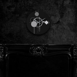 タトゥーモダンアールデコ |ブラックとグレーのミニマリズム ラウンド壁時計