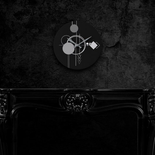 タトゥーモダンアールデコ |ブラックとグレーのミニマリズム ラウンド壁時計