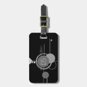 タトゥーモダンアールデコ | モノクロシンプルカスタム ラゲッジタグ (正面縦)