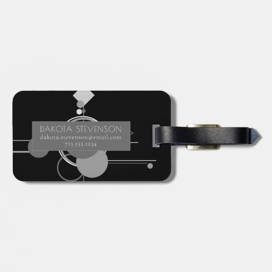 タトゥーモダンアールデコ | モノクロシンプルカスタム ラゲッジタグ (裏面横)