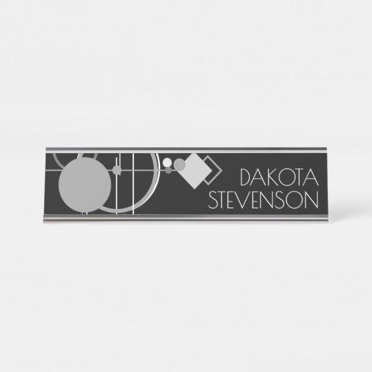 タトゥーモダンアールデコ | モノクロブランディング デスクネームプレート (正面)