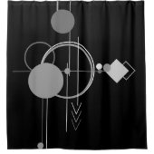 タトゥーモダンアールデコ | モノクロミニマリズム シャワーカーテン (正面)