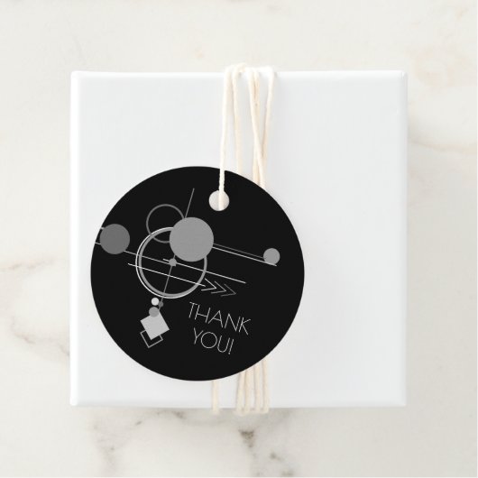 タトゥーモダンアールデコ | 黒とグレーありがとう フェイバータグ (インサイチュ)