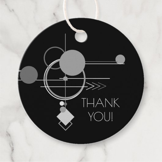 タトゥーモダンアールデコ | 黒とグレーありがとう フェイバータグ (正面)