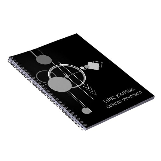 タトゥーモダンアールデコ | 黒とグレーの歌詞 ノートブック (右側)