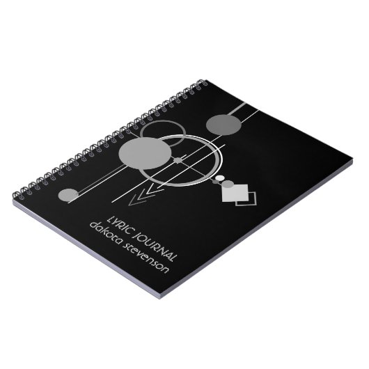 タトゥーモダンアールデコ | 黒とグレーの歌詞 ノートブック (左側)