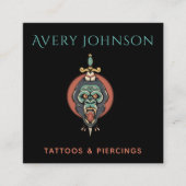 タトゥーモダン&ピアス芸術的モンキーデザイン スクエア名刺 (正面)