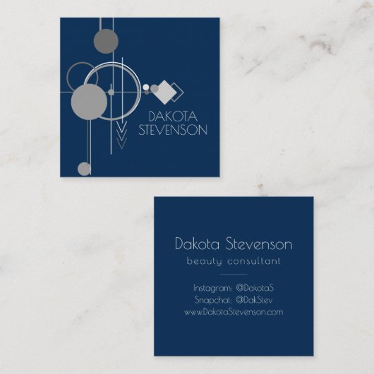 タトゥーラインアート |抽象芸術ネイビーブルーチャコールグレー コーリングカード (正面/裏面)