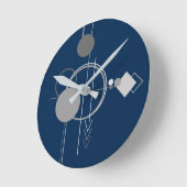タトゥーラインアート |抽象芸術ネイビーブルーチャコールグレー ラウンド壁時計 (傾斜)