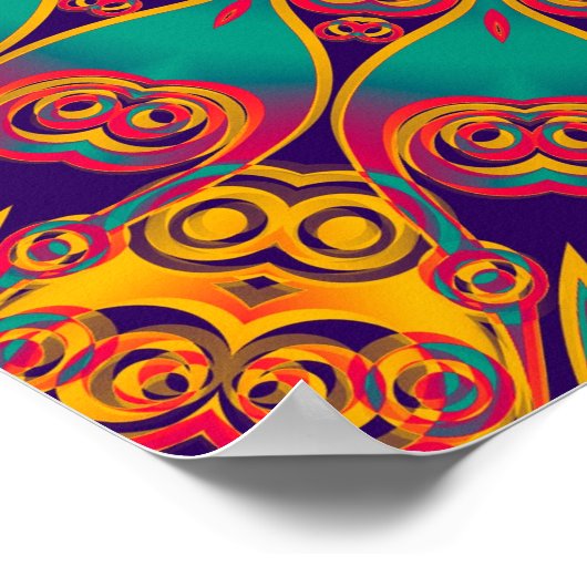 タトゥー万華鏡のように千変万化するパターンフラクタル ポスター (角)