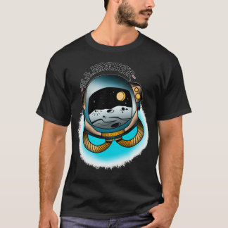 タトゥー伝統的スタイルシティ及びカラー宇宙飛行士 Tシャツ