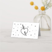 タトゥー伝統的ハート折り畳み名刺結婚ズ プレイスカード (裏面)