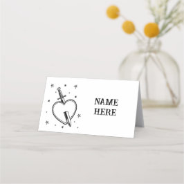 タトゥー伝統的ハート折り畳み名刺結婚ズ プレイスカード