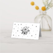 タトゥー伝統的フラワーラインネームカー結婚ド プレイスカード (裏面)