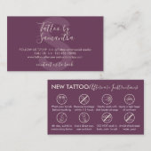 タトゥー体アートアフターケアの説明 名刺 (正面/裏面)