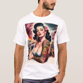 タトゥー入ったヴィンテージパンフィギュア Tシャツ (正面)