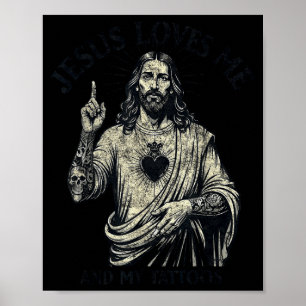タトゥー入れたキリスト教徒向けTシャツ Jesus Loves Me And My Tattoos ポスター