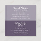 タトゥー女クールの子のイラストレーショントレンディースクリプト紫 スクエア名刺 (裏面)