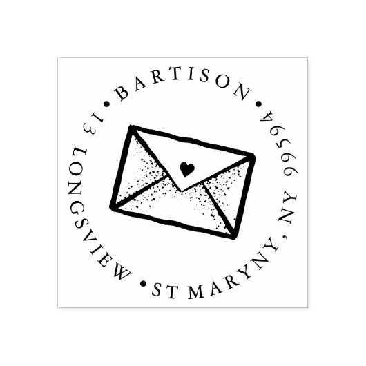 タトゥー封筒丸差出人住所 ラバースタンプ (インプリント)