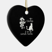 タトゥー恋人ギフト猫とタッツドラゴン子猫 セラミックオーナメント (右)