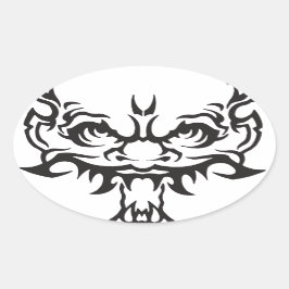 タトゥー日本のオニ悪魔 楕円形シール