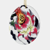 タトゥー日本のスタイル燃える蓮の花 セラミックオーナメント (右)